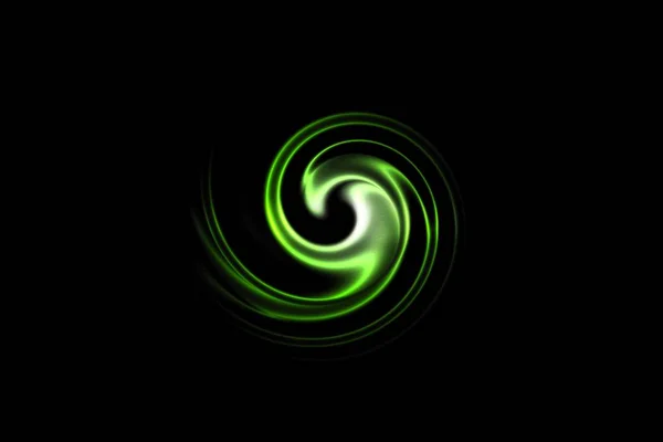 Vortex Vert Clair Abstrait Avec Spirale Circulaire Sur Fond Noir — Photo