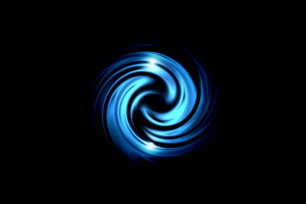 Glühender Spiraltunnel Mit Blauem Wirbel Auf Schwarzem Hintergrund Abstrakter Hintergrund — Stockfoto