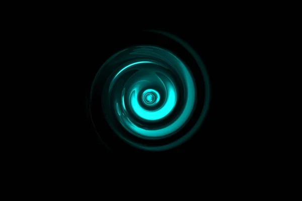 Светящийся Бирюзовый Вихрь Светлым Кольцом Черном Фоне Абстрактный Фон — стоковое фото