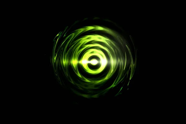 Gloeiende Licht Groene Vortex Zwarte Achtergrond Abstracte Achtergrond — Stockfoto