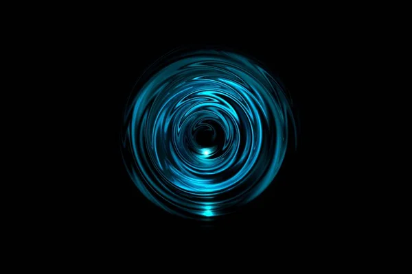 Abstrato Brilhante Vórtice Azul Com Anel Luz Sobre Fundo Preto — Fotografia de Stock