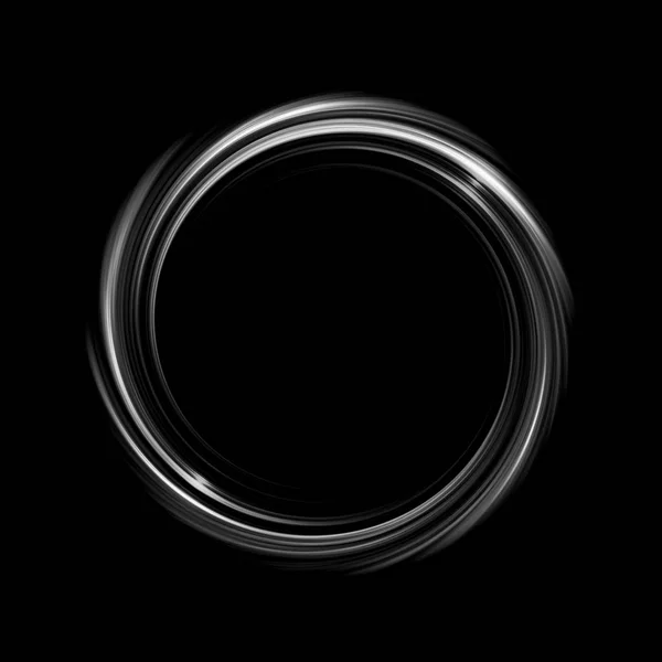 Glowing White Spiral Light Circle Black Backdrop Abstract Background — Stock Photo, Image