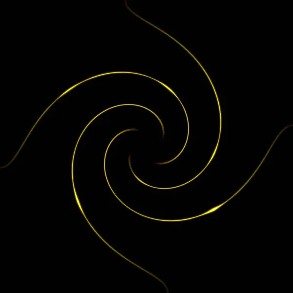 Glödande Guld Linje Spiral Med Belysning Flare Svart Bakgrund Abstrakt — Stockfoto