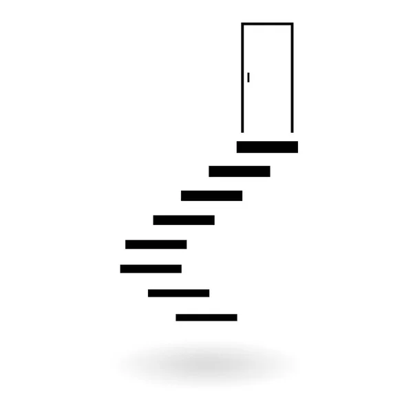 Bílé Výstupní Dveře Schodištěm Izolované Bílém Pozadí Vektorová Ilustrace — Stockový vektor