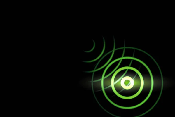 Ljusgrön Ljudvågor Oscillerande Med Cirkel Ring Abstrakt Bakgrund — Stockfoto