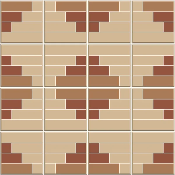 抽象的なシームレスなパターン 正方形のベクトルイラストを持つ茶色のセラミックタイル壁 — ストックベクタ