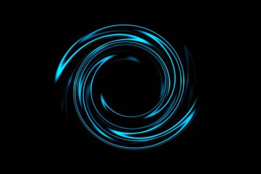 Siyah arka plan üzerinde açık mavi daire spin ile soyut spiral tünel