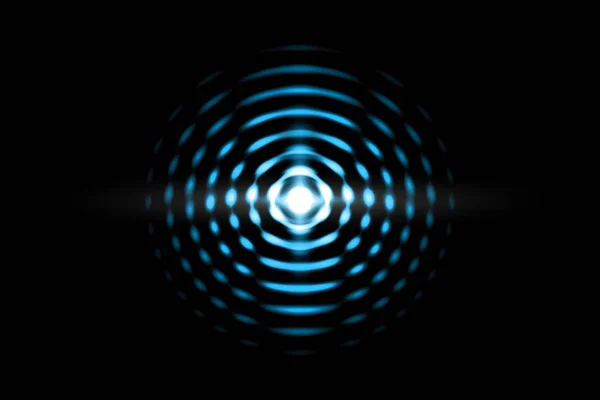 Abstract Light Blue Ball Effect Sound Waves Oscillating Black Background — Stock Photo, Image