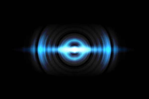 Abstract Light Blue Circle Effect Sound Waves Oscillating Black Background — Stock Photo, Image