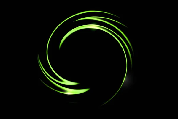 Green Fire Comet Light Flying Circle Shining Lights Motion Particles — 스톡 사진