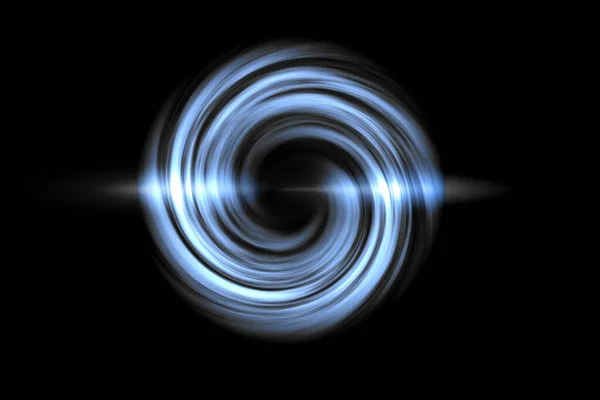 Glowing Spiral Tunnel Blue Light Circle Black Backdrop Abstract Background — 스톡 사진