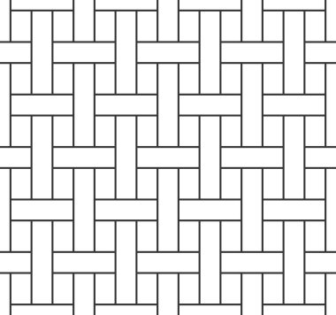 Soyut sepet işi pürüzsüz desen, beyaz zemin üzerinde siyah ızgara çizgisi. Baskı için geometrik doku tasarla. Doğrusal biçim, vektör illüstrasyonu