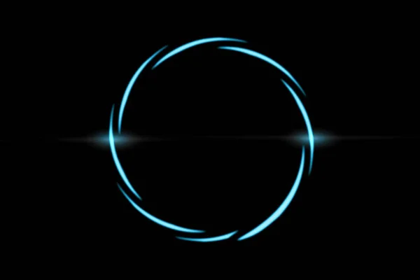 Línea Espiral Azul Abstracta Con Anillo Círculo Sobre Fondo Negro —  Fotos de Stock