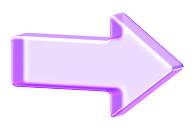 Mor gradyan tarzında 3 boyutlu camsmorfizm sağ ok. Parlak efektli asgari ve modern sembol, dijital tasarım, navigasyon işaretleri ve soyut dekorasyon için mükemmel