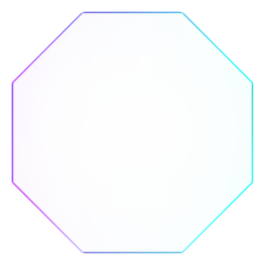 Gradyan parlak kaplamalı üç boyutlu cam morfizm sekizgen kenarı. Modern grafikler, tasarım ve dijital konsept için asgari soyut çokgen