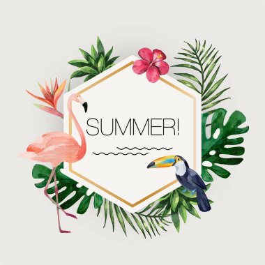 Tropikal Bahçe suluboya resim