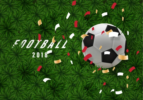 Soccer Ball Isolated Green Grass Background Vector Illustration — Stock Vector