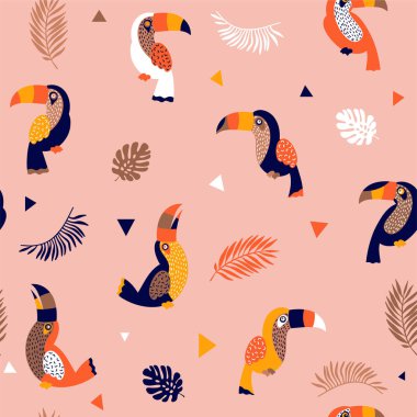 Yaz cennet toucan vektör seamless modeli