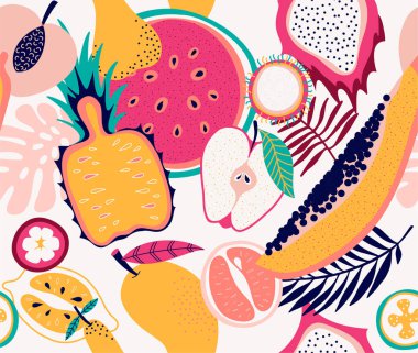 Taze meyve tropikal Dikişsiz desen illüstrasyon