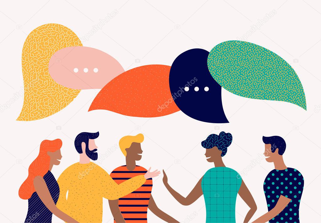 Flat style vector illustration, discuss social network, news, chat, dialogue speech bubbles