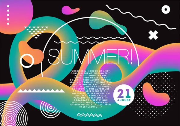 Elektronisk Musik Sommar Club Wave Affisch Fest Party Flyer Abstrakta — Stock vektor