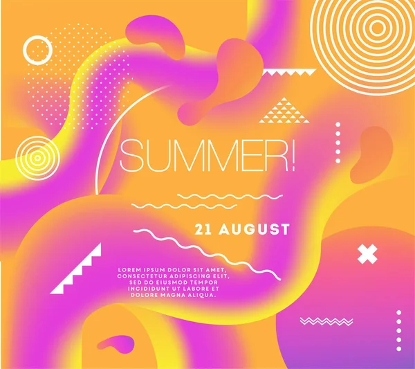 Summer Club Wave Poster Für Elektronische Musik Festtagsflyer Abstrakte Gradienten — Stockvektor