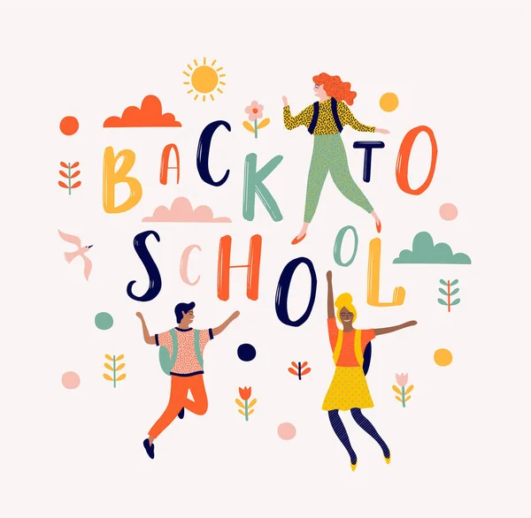 Terug Naar School Belettering Vectorillustratie — Stockvector