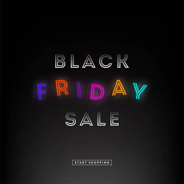 Templat Desain Neon Black Friday Sale Spanduk Jumat Hitam Ilustrasi - Stok Vektor