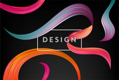 Renk Gradyan brushstroke şerit yağı veya akrilik boya vektör tasarım öğesi koyu arka plan üzerinde. 