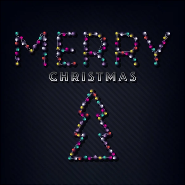 Christmas Lights Affisch Med Bokstäver Lysande Och Glödande Kransar — Stock vektor
