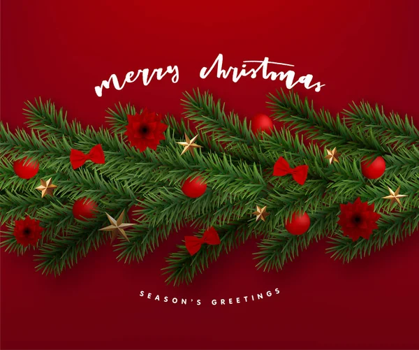 お祭り要素で飾られたクリスマスのタイポ グラフィックの構成ビンテージ ラベルとクリスマスのお祝いはがき — ストックベクタ
