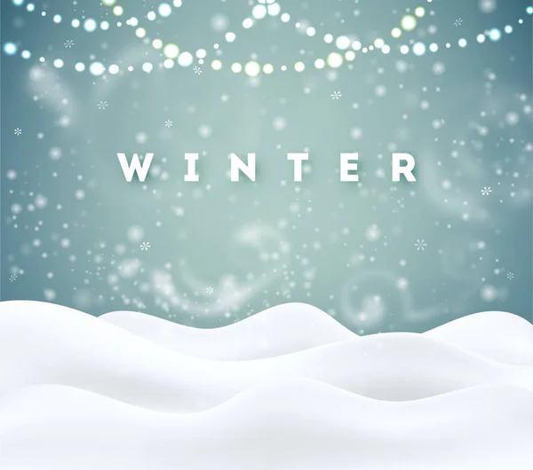 Winter Landschaft Vektor Illustration Mit Fallendem Schnee — Stockvektor