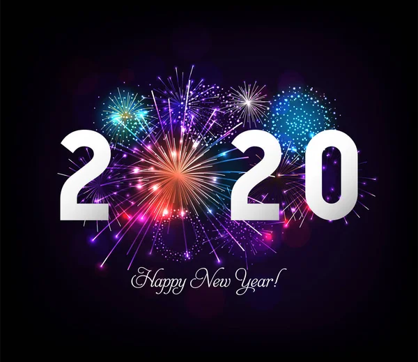 Šťastný Nový Rok Ilustrace Fireworks Blue Background Vektorový Sváteční Design — Stockový vektor