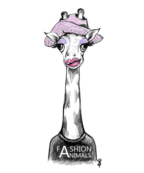 Humoristische Mode Giraffen Vektor Illustration — Stockvektor