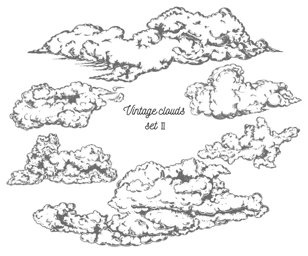 Decorativo dibujado a mano nubes vectoriales conjunto 2 . — Archivo Imágenes Vectoriales