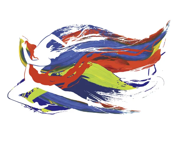 Målade mångfärgade bakgrund med Dans figur silhuettfluga. — Stock vektor