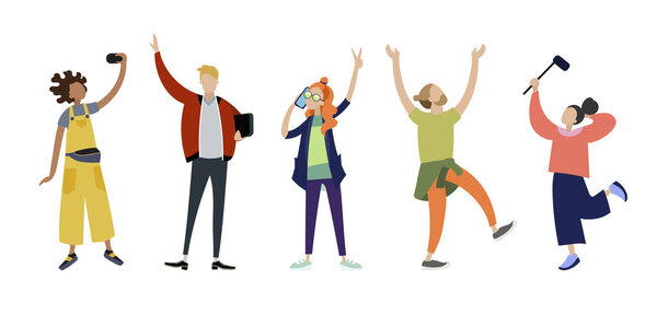 Цельный набор из 5 плоских векторных современных крекеров
 .