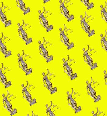 seamless modeli adalet heykeli sarı zemin üzerine