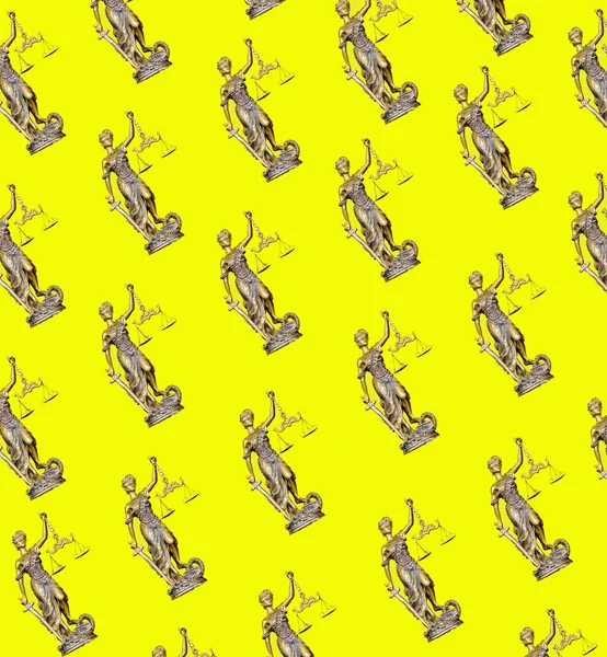 seamless modeli adalet heykeli sarı zemin üzerine