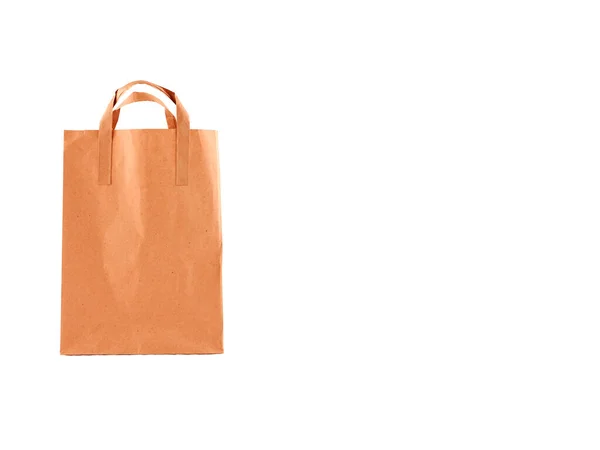 白い背景に空白の茶色の紙のショッピングバッグ — ストック写真