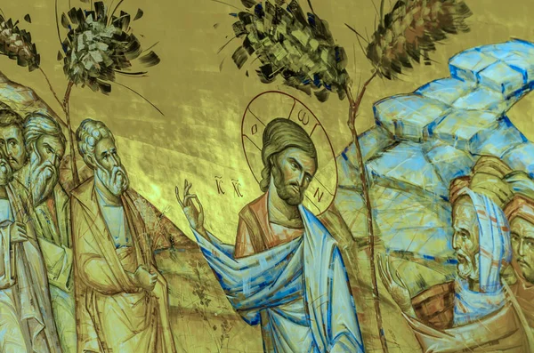 Белграда Сербия Марта 2018 Года Фреска Иисуса Христа Интерьере Церкви — стоковое фото