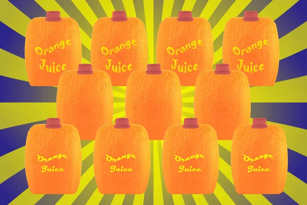 Emballage Carré Jus Orange Sur Fond Sunbrust Rétro — Photo