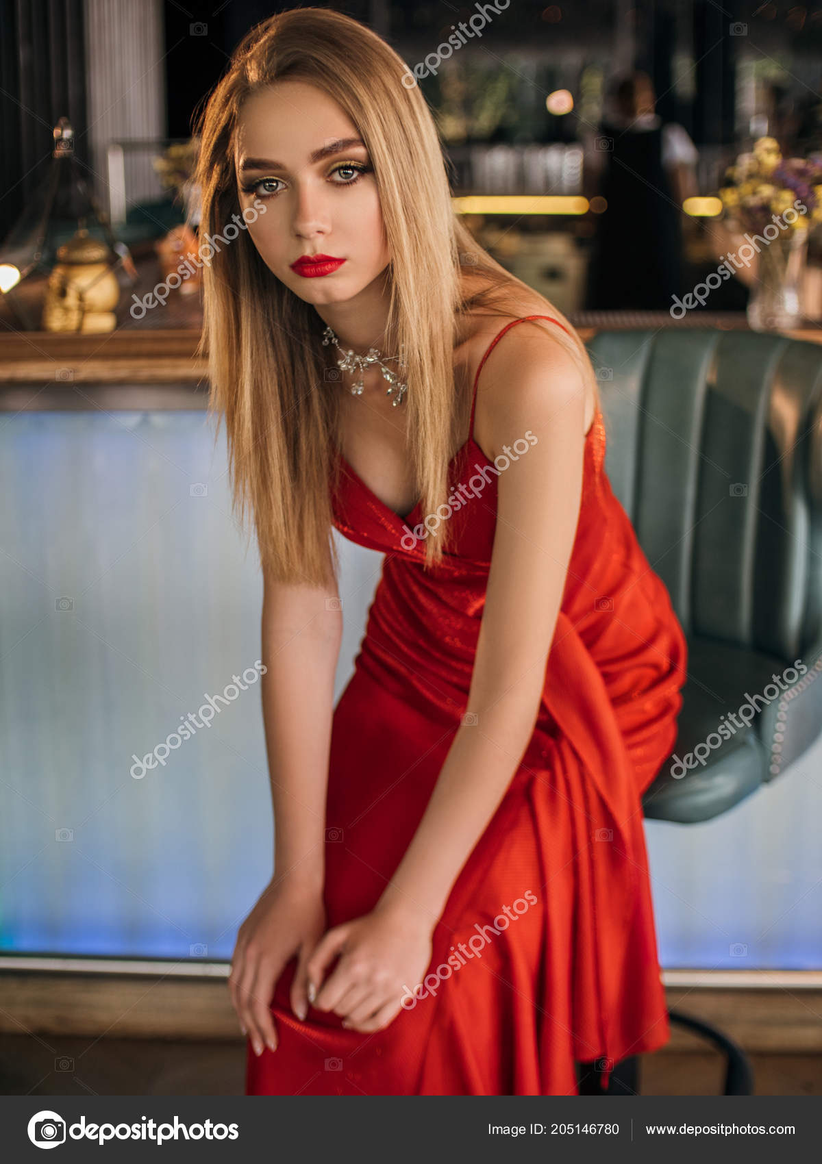 Party Photo Of Elegance Sexy Lady In Red Dress Stock Photo Party Photo Of Elegance Sexy Lady In Red Dress Stock Photo