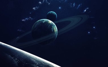 Uzayın derin hayal gücü, gezegenler, yıldızlar ve galaksiler sonsuz evrende Nasa tarafından döşenmiş bu görüntünün elementleri