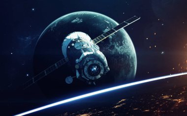 Uzayın derin hayal gücü, gezegenler, yıldızlar ve galaksiler sonsuz evrende Nasa tarafından döşenmiş bu görüntünün elementleri