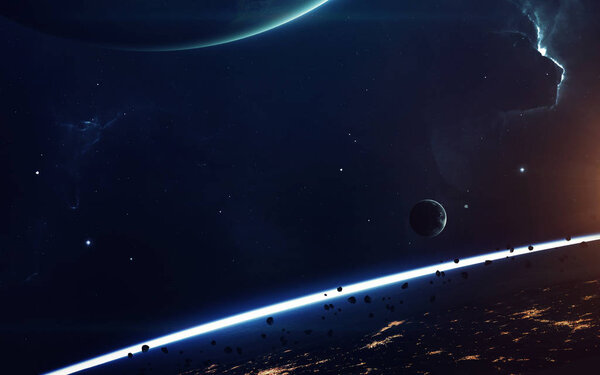 Deep space imagination, planets, stars and galaxies in endless universe Elements of this image furnished by NASA