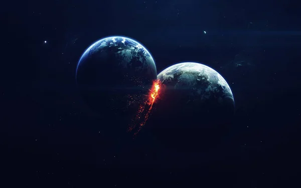 Robbanás Bolygó Apokalipszis Vége Időnek Sci Művészet Mélyűr Szépsége Kép — Stock Fotó