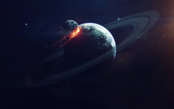 Planetexplosion Apokalyps Slutet Tiden Science Fiction Konst Skönhet Rymden Delar — Stockfoto
