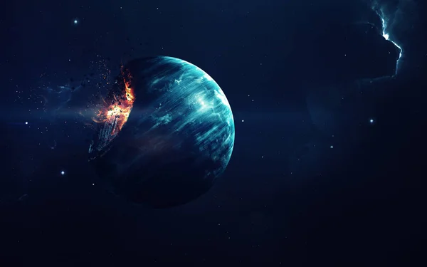 Πλανήτης Έκρηξη Αποκάλυψη Τέλος Του Χρόνου Τέχνη Επιστημονικής Φαντασίας Ομορφιά — Φωτογραφία Αρχείου