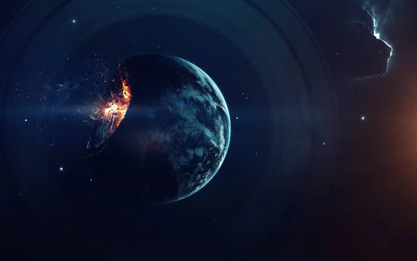 Wybuch Planety Apokalipsa Koniec Czasu Sztuka Science Fiction Piękno Kosmosu — Zdjęcie stockowe